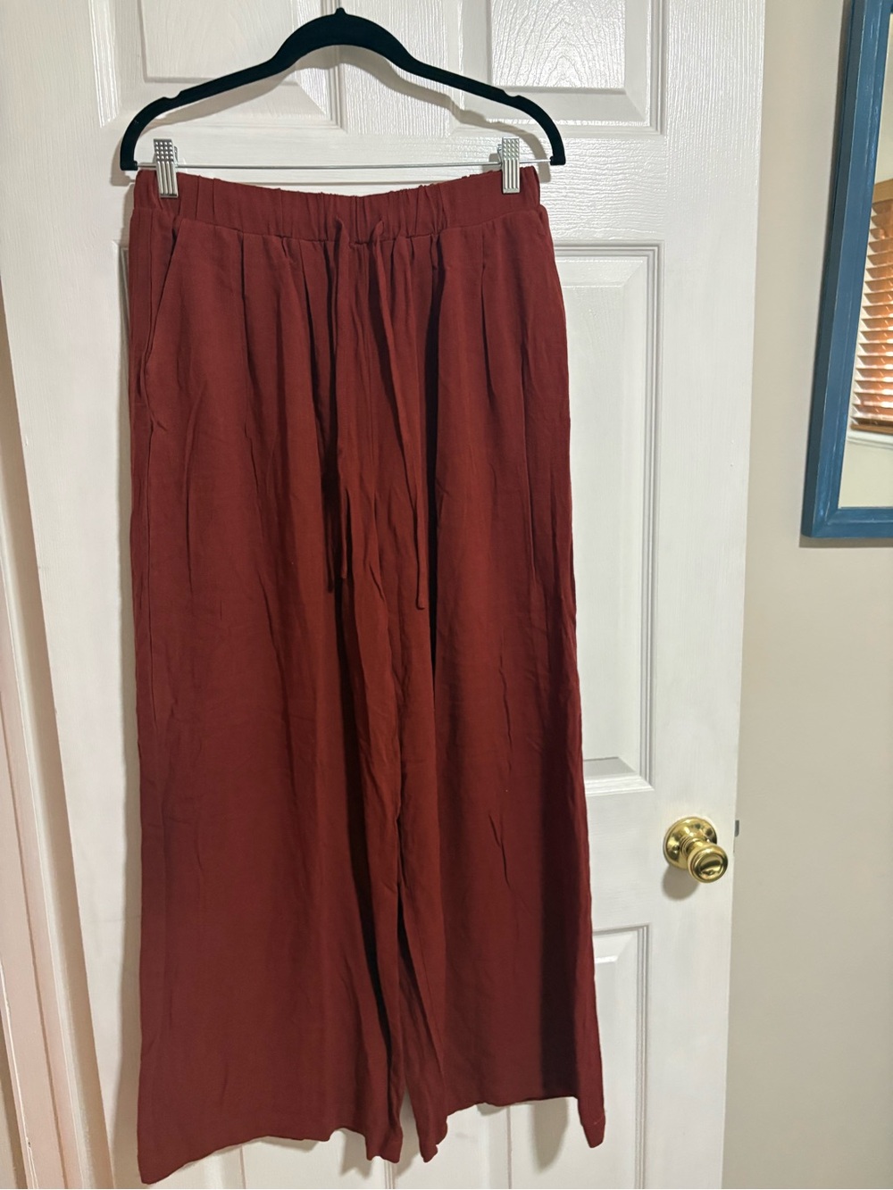 Wide-Leg Relaxed Palazzo Skirt - Rust